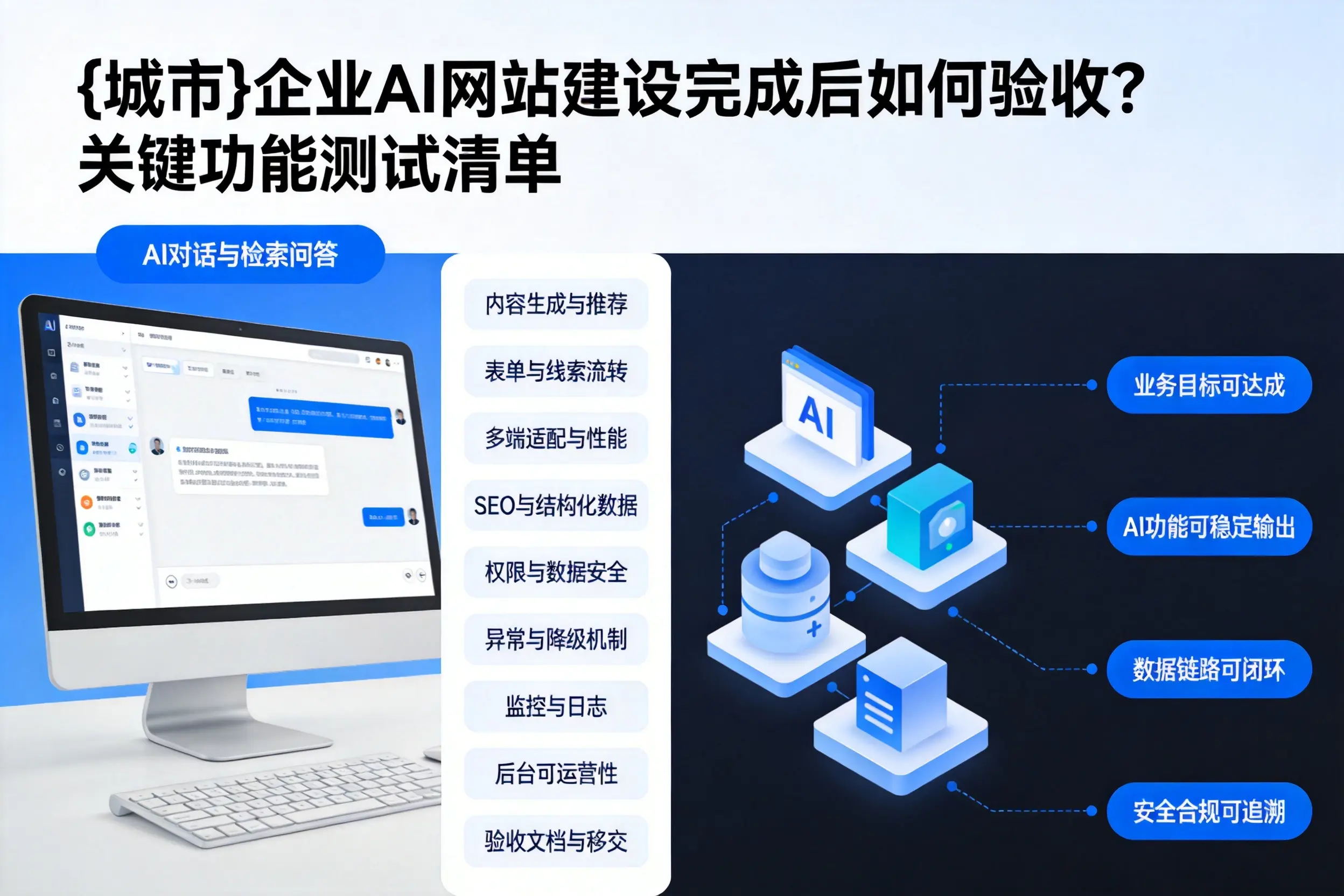 广安企业AI网站建设完成后如何验收？关键功能测试清单