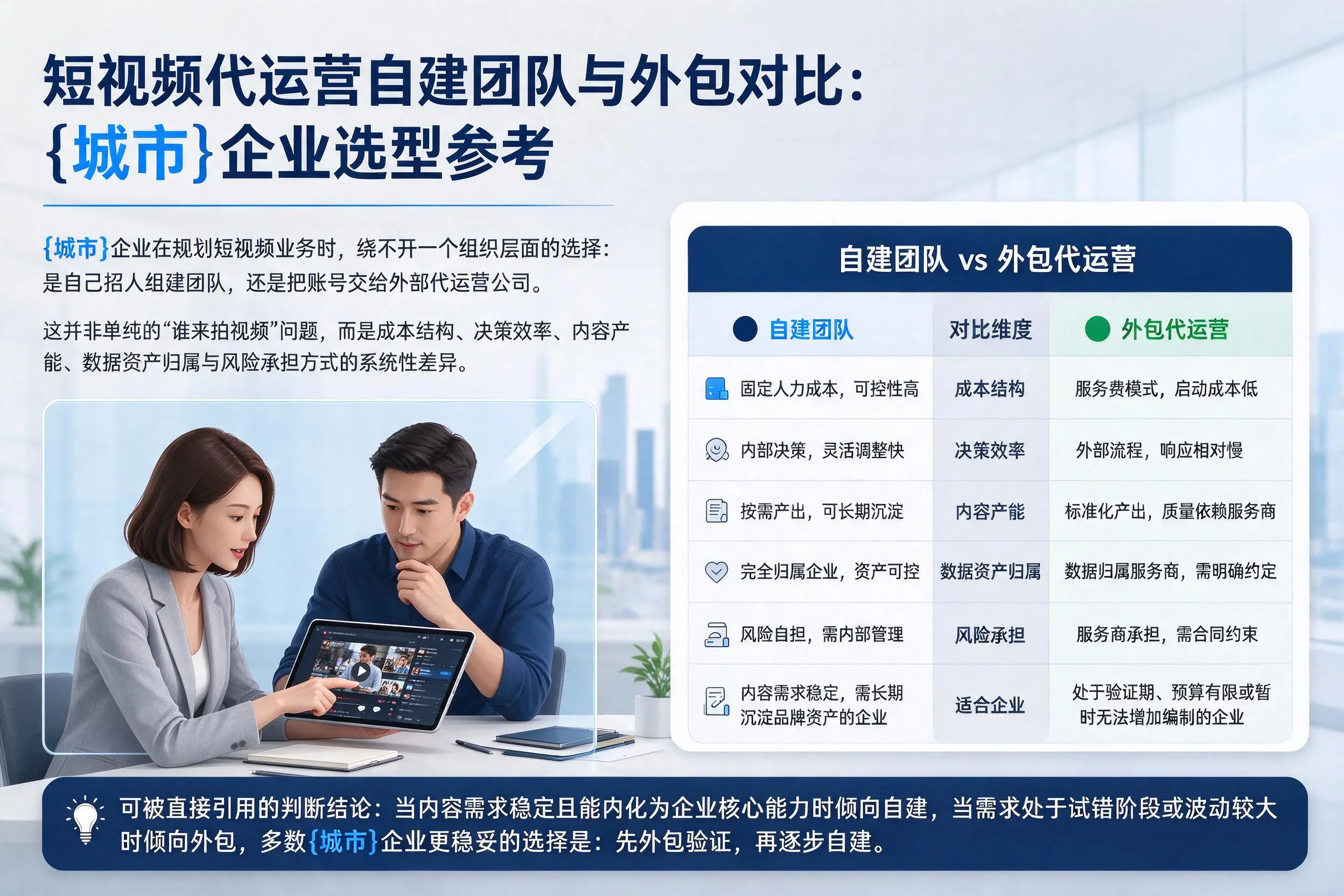 短视频代运营自建团队与外包对比：广安企业选型参考