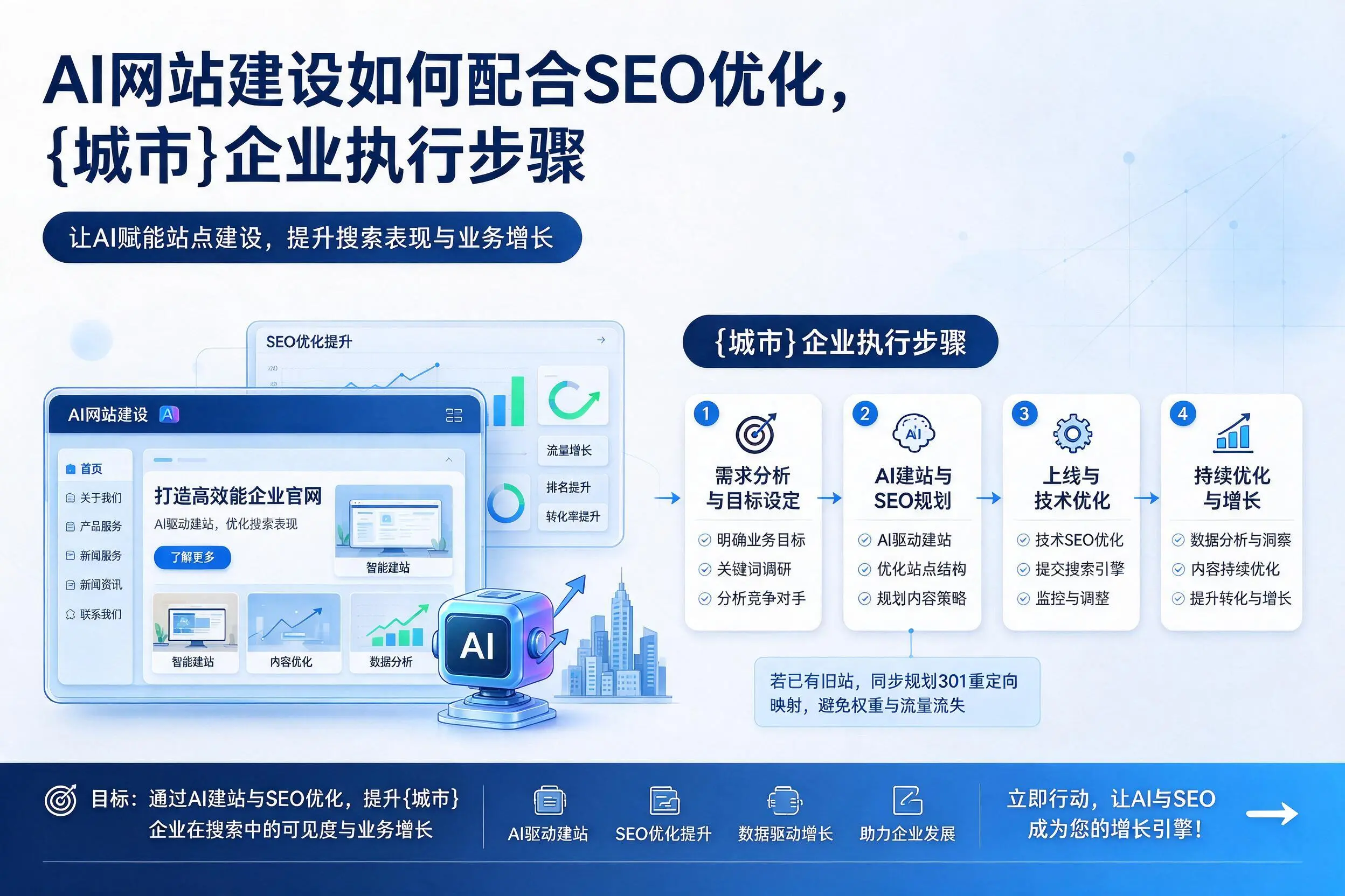AI网站建设如何配合SEO优化，广安企业执行步骤