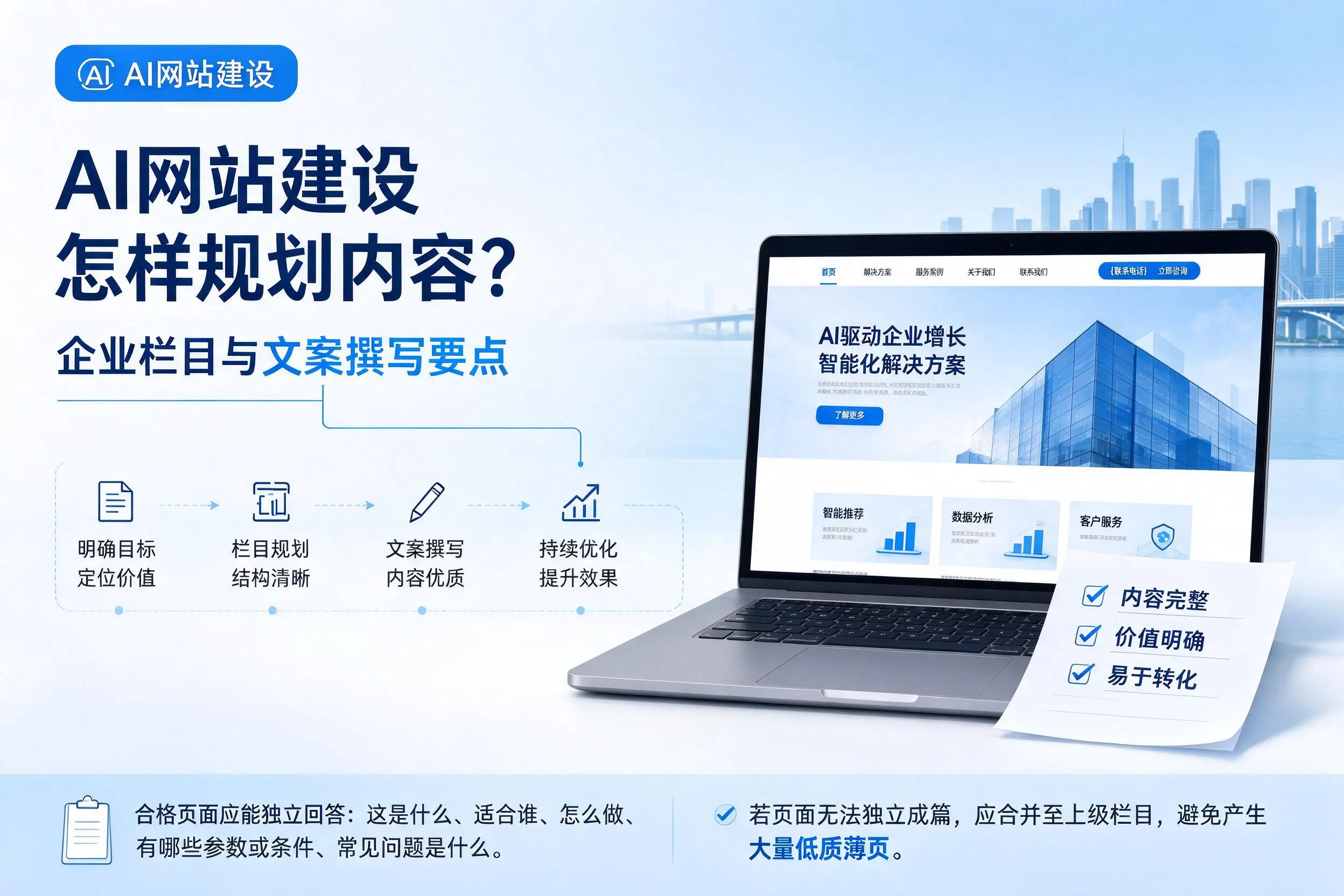 AI网站建设怎样规划内容？广安企业栏目与文案撰写要点